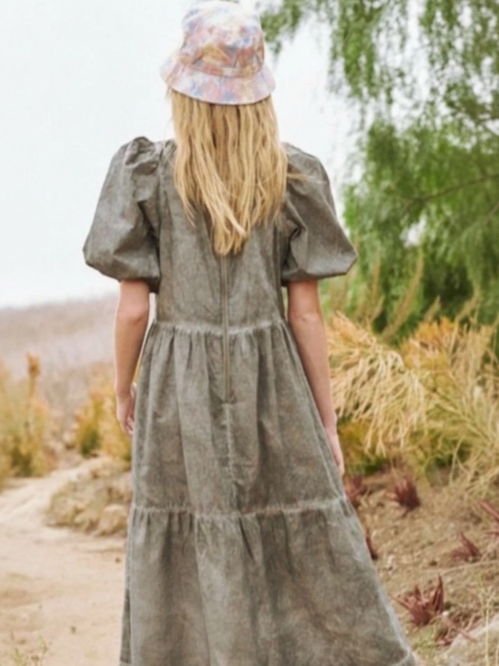 THE GREAT. The Park Dress Grey Fog Wash Size 0